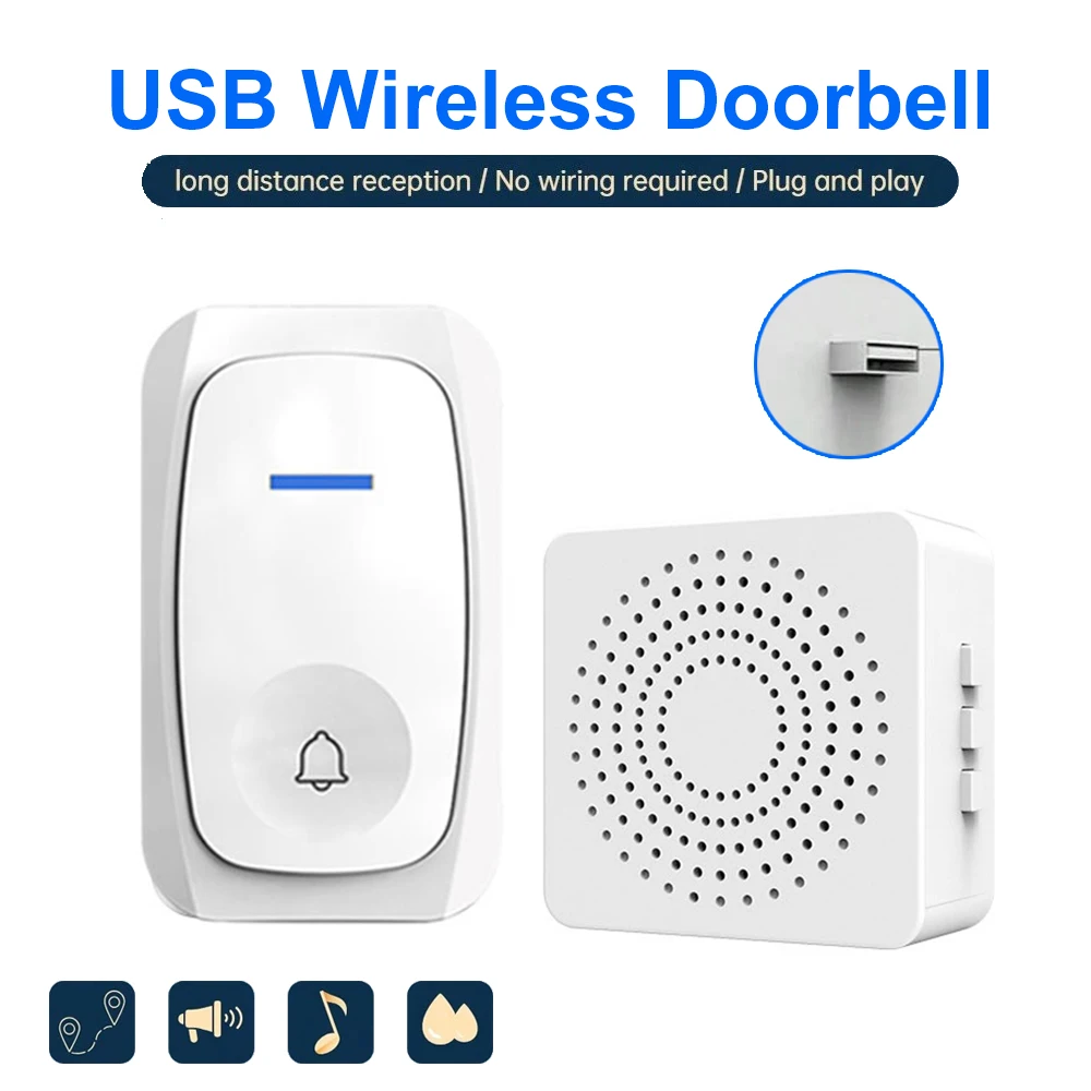 Home Security Bell - Timbre inalámbrico USB inteligente, timbre de