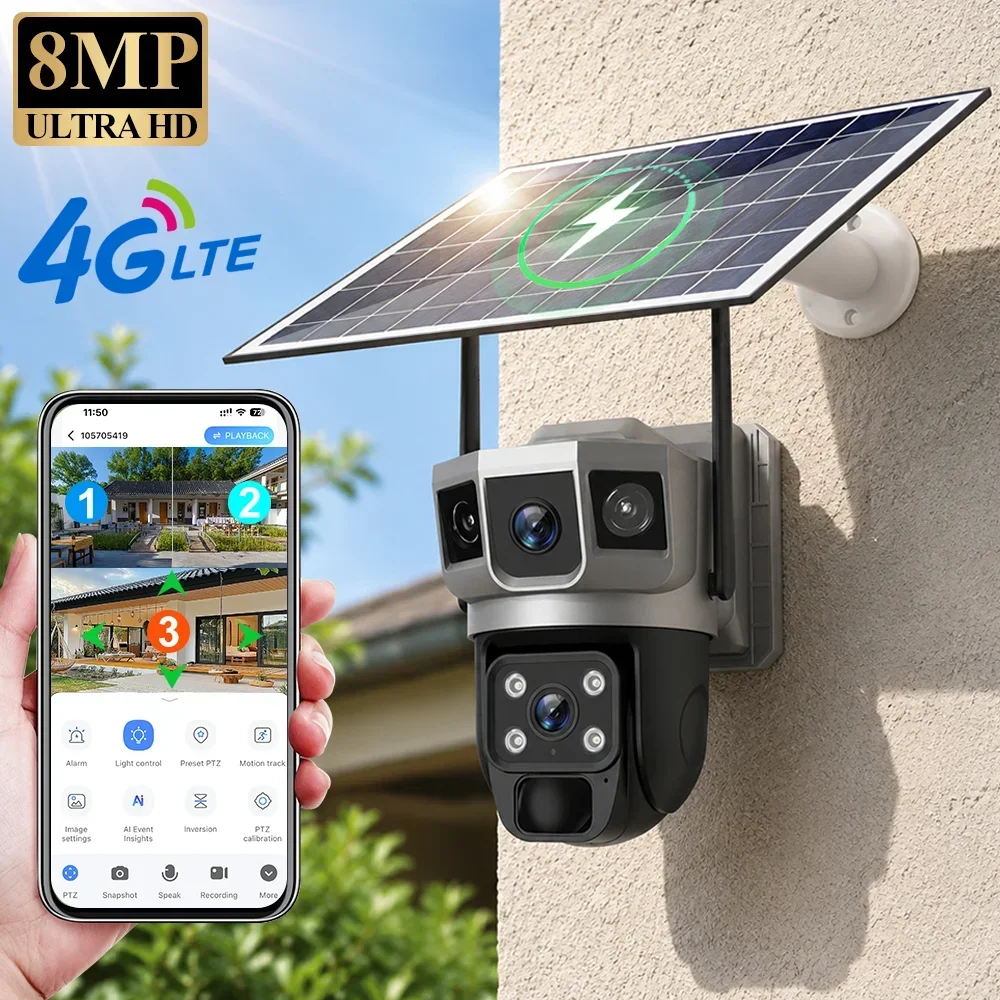 Home Security Installation - Cámara V380 4K con 3 Pantallas,