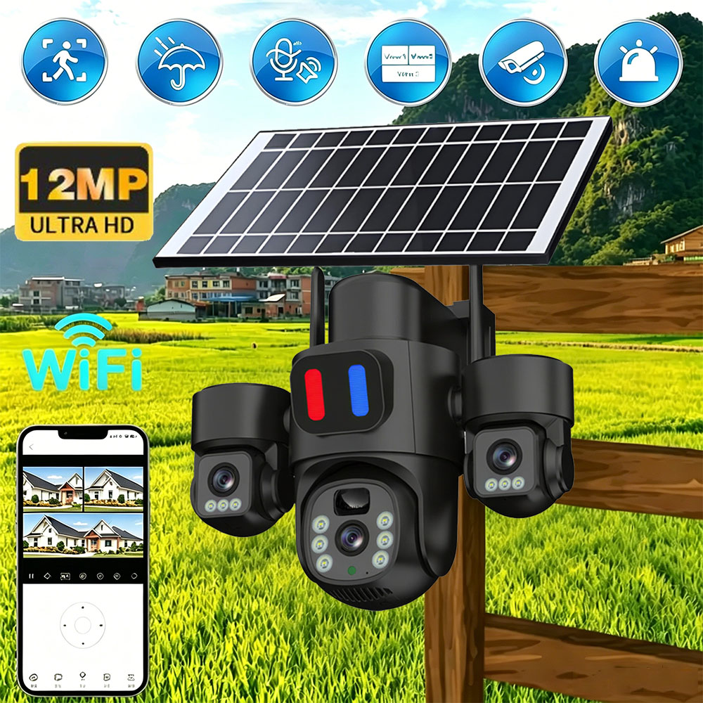 Home Security Wireless Camera - Cámara Solar WiFi PTZ para Exteriores,