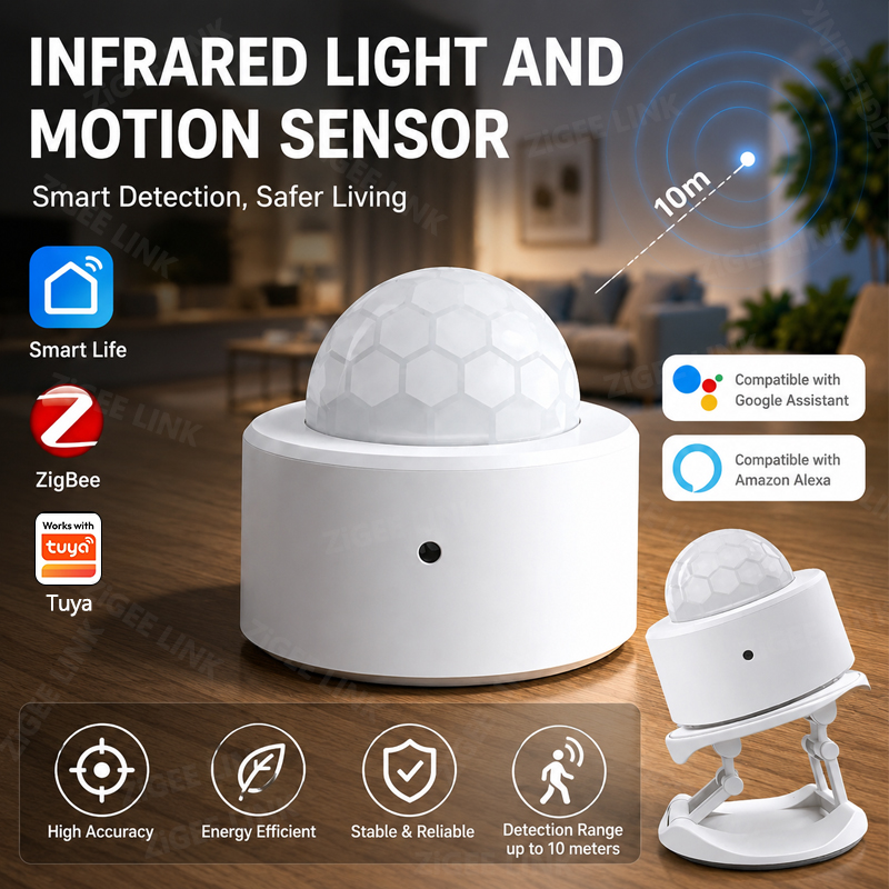 Home Security Wireless - Sensor de movimiento ZigBee 3,0 PIR,